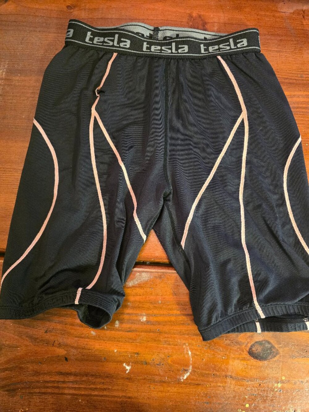 Tesla Compression Shorts Black Contrast Stitching Lightweight size Medium